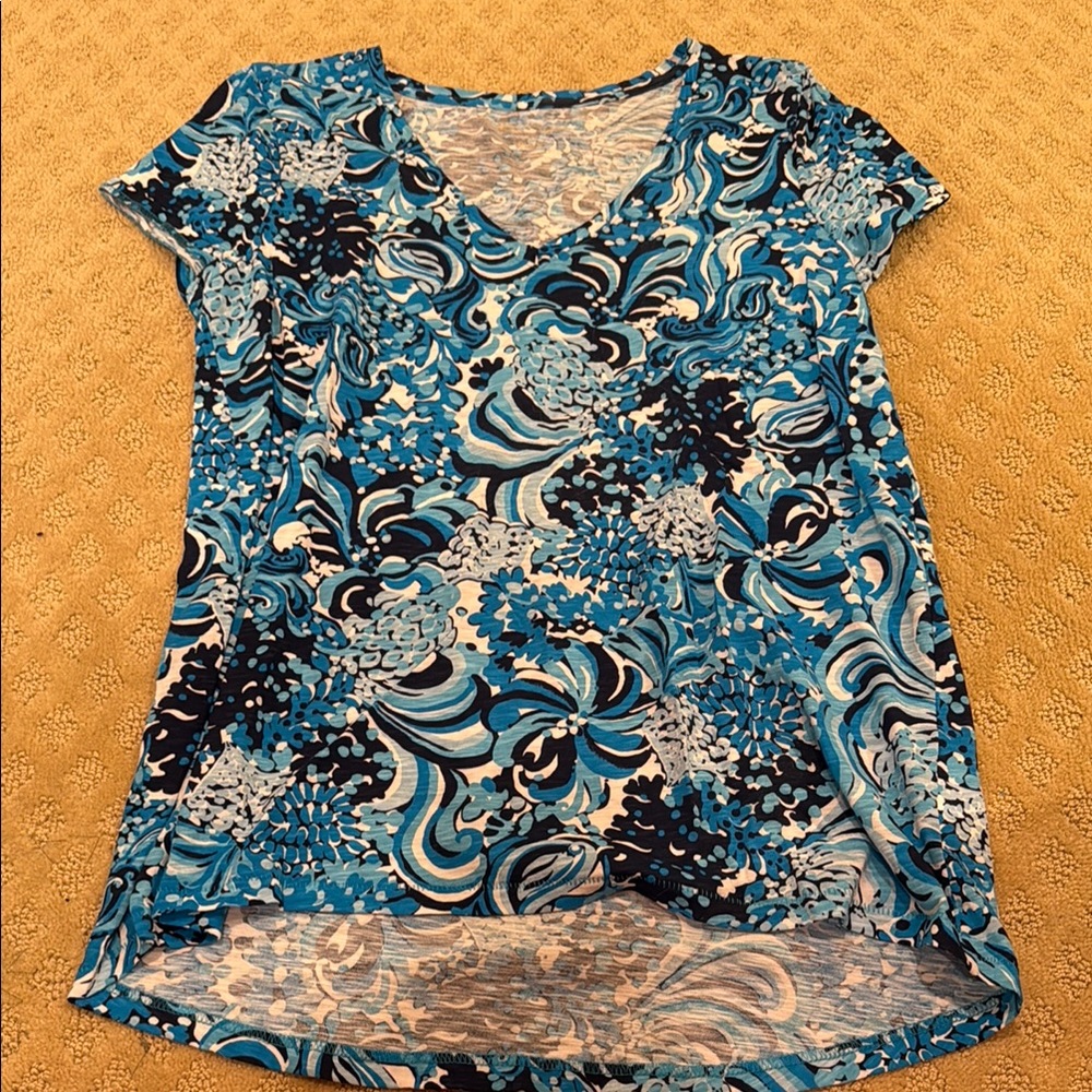 Lilly Pulitzer Blue Floral Etta Top
